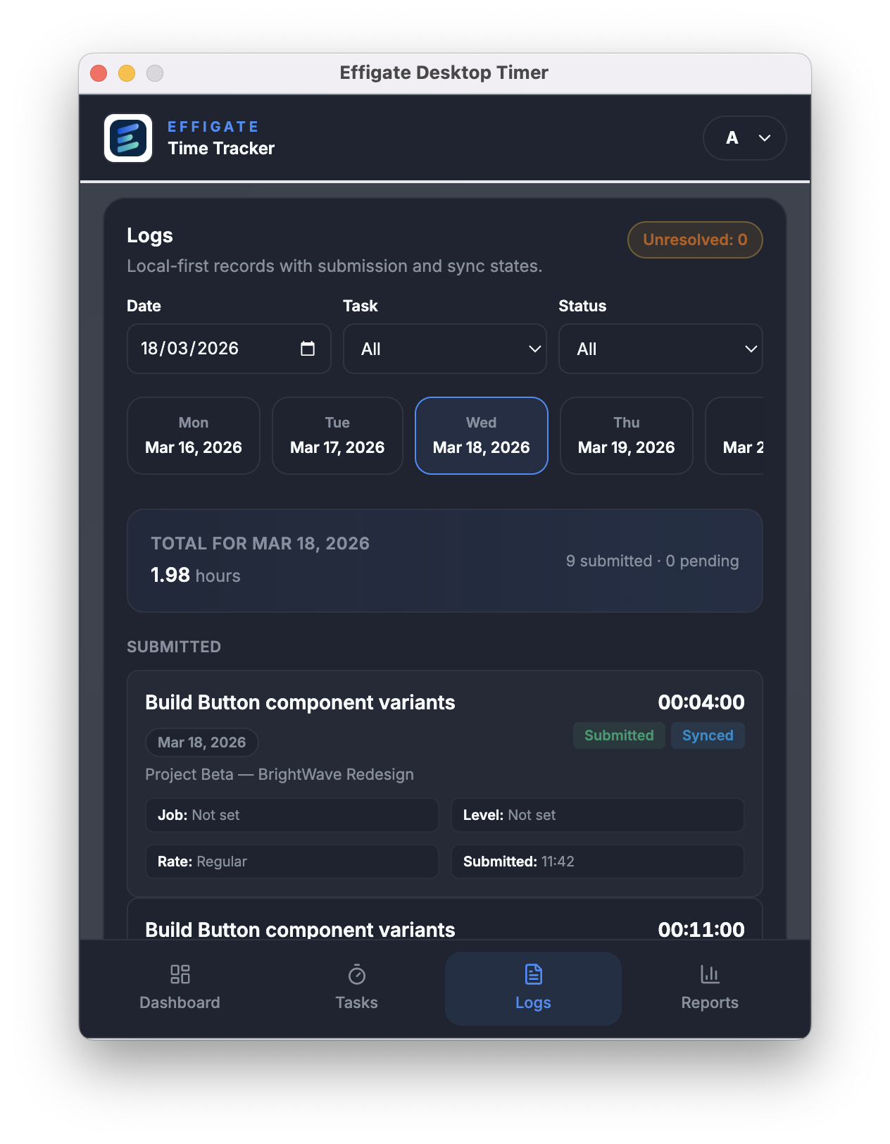 Desktop timer screen 5